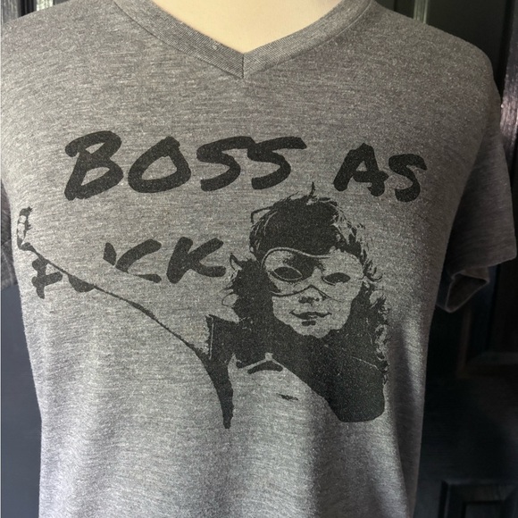 Gray Graphic V-Neck T-Shirt - Picture 2 of 4